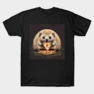Funny hedgehog eating a pizza gift ideas T-Shirt